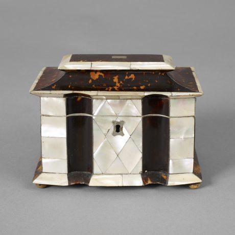 Rare Tortoise-Shell and Mother of Pearl Tea Caddy